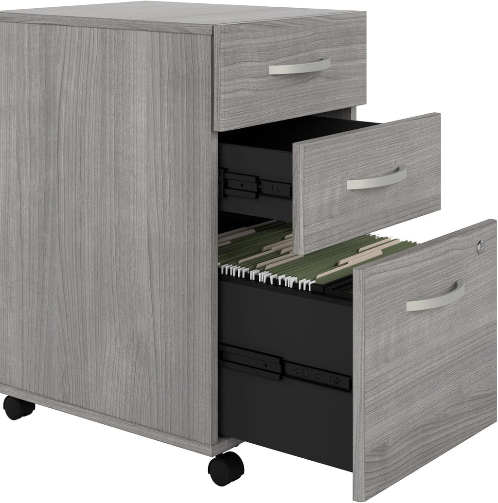 Bush Business Furniture Studio C 3 Drawer Mobile File Cabinet in Platinum Gray | Assembled Office Storage Unit for Home or Commercial Spaces