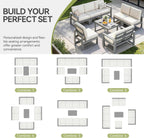 9-Piece Patio Furniture Set,HDPE Outdoor Furniture with Coffee Table,Outdoor Couch Sets with Cushions,Patio Sectional Sofas for Porch,Backyard,Deck,Grey