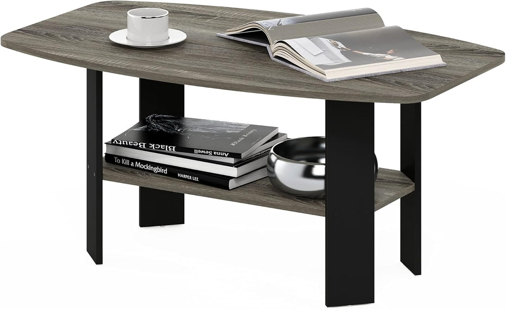 Furinno Simple Design Coffee Table, French Oak Grey/Black