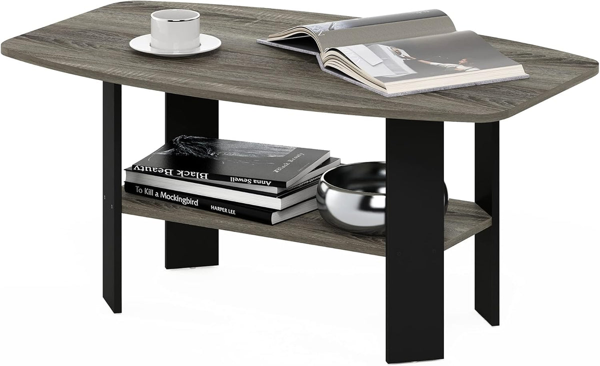 Furinno Simple Design Coffee Table, French Oak Grey/Black