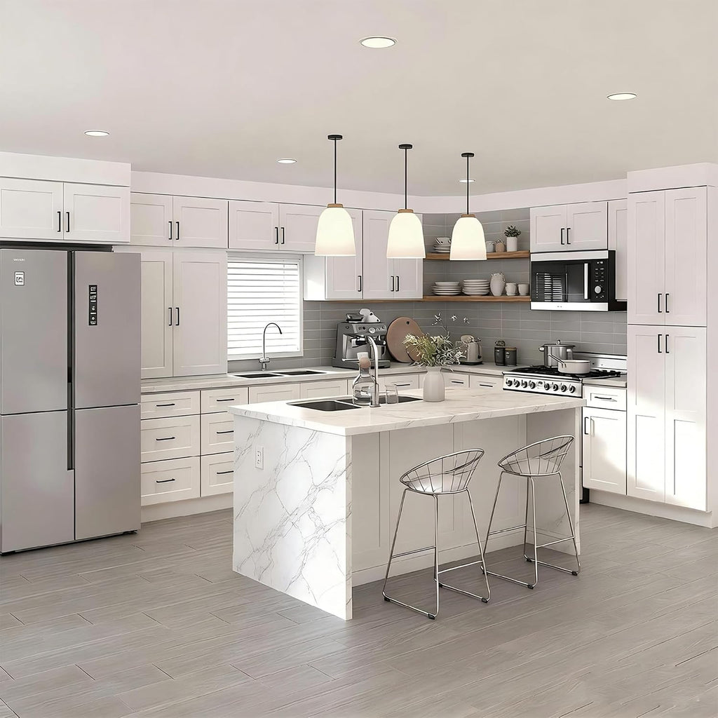 18 Inch White Shaker Kitchen Base Cabinet, RTA Plywood Box Storage with 1 Drawer & 1 Door, Solid Wood Dovetail & Soft-Close Hinges, 18" W x 24" D x 34.5" H