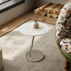 Round Marble Side Table – Modern Minimalist & Luxe Style – Suitable for Living Room, Sofa-Side, or Bedside Use