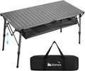 Gonex 50" Camping Table, Roll Up Aluminum Folding Picnic Beach Table | Adjustable Height Legs for Uneven Ground, 132 lbs Capacity, Mesh Pocket, Fit 4-6 people, Easy Setup, RV Car Camping, BBQ