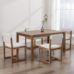 DUOMAY Upholstered Dining Chairs Set of 4, Mid-Century Modern Dining Room Chairs, Linen Fabric Kitchen Side Chairs with Wood Legs, Beige