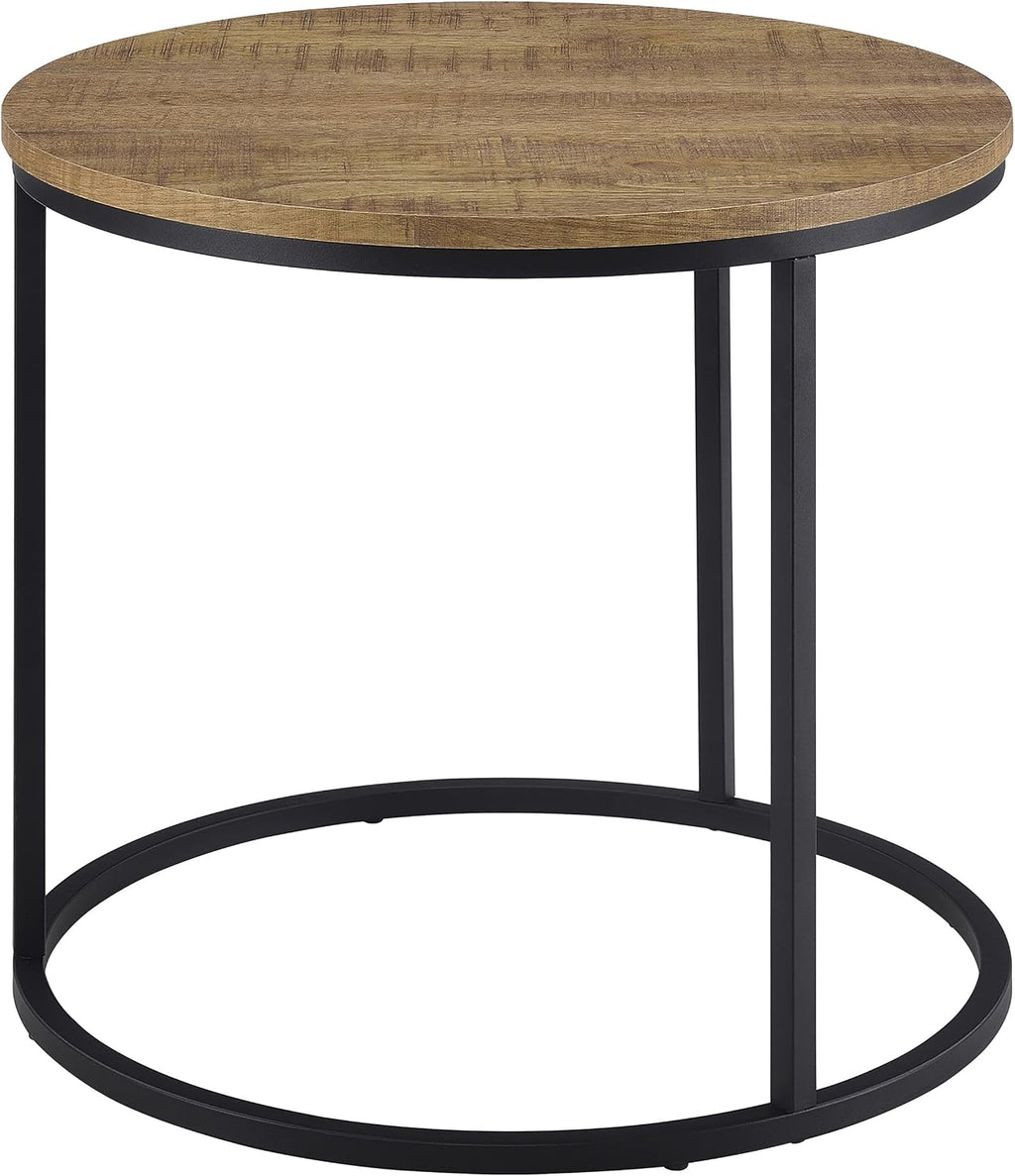 Coaster Home Furnishings - Lainey - Wood and Metal - End Table with Round Top, Open Metal Base and Rustic Style - Living Room - 23-Inch - Mango - 736037