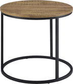 Coaster Home Furnishings - Lainey - Wood and Metal - End Table with Round Top, Open Metal Base and Rustic Style - Living Room - 23-Inch - Mango - 736037