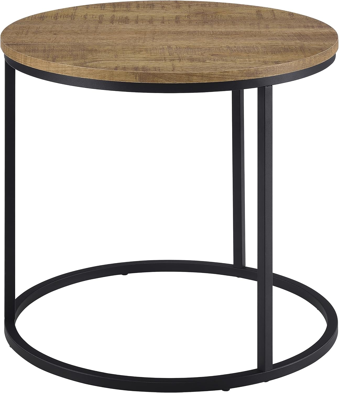 Coaster Home Furnishings - Lainey - Wood and Metal - End Table with Round Top, Open Metal Base and Rustic Style - Living Room - 23-Inch - Mango - 736037