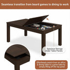 MOUMON 63” Board Game Table for 4-6 Players, Gaming & Dining Table with Removable Tabletop and Felt Pad for Poker Card, Dinner, 55” x 29” Play Area, Rectangular, Walnut, 63”W x 37.4”D x 29.7”H
