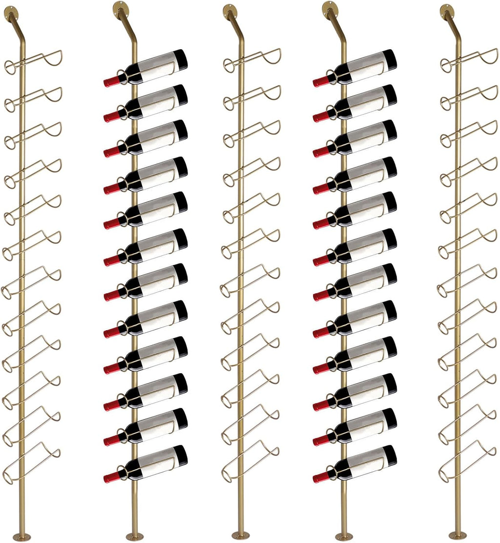 5 Pack 12 Bottle Wall Mount Wine Rack for 60 Bottles DIY Detachable Wine Storage Organizer Metal Storage Rack for Kitchen Pantry Dining Room Bar