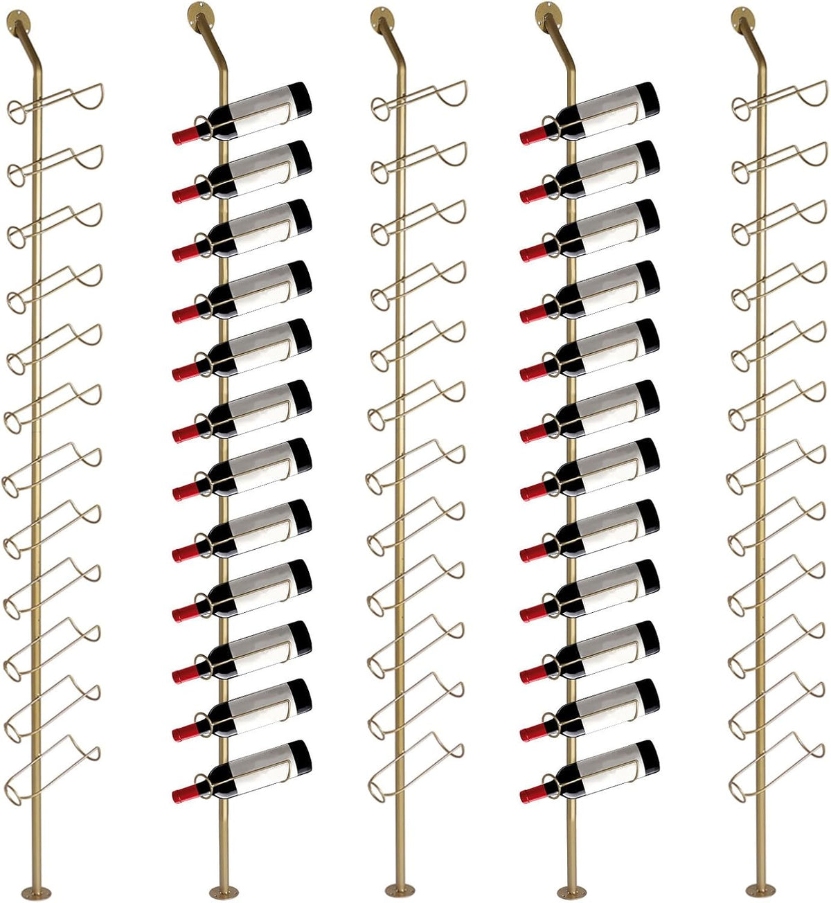 5 Pack 12 Bottle Wall Mount Wine Rack for 60 Bottles DIY Detachable Wine Storage Organizer Metal Storage Rack for Kitchen Pantry Dining Room Bar