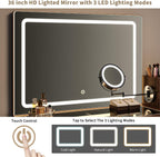 iPormis Makeup Vanity Desk with HD & 5X Magnifying Mirror and Lights, 47'' Make up Vanity, Fluted Glass Top Dressing Table w/Power Outlets, Adjustable Storage, Dark Brown