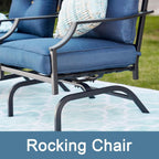 Top Space Rocking Patio Chairs Outdoor Metal Furniture Motion Spring Chair Black Dining Bistro Set with Padded Cushion for Garden Balcony Porch
