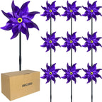 10 PCS Reflective Pinwheels for Yard and Garden Bird Devices Pre-Installed Sparkly Wind Spinner Deterrent to Scare Birds Away from Yard Patio Farm (Purple)
