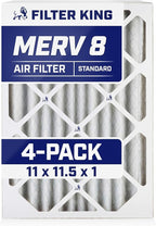 Filter King 11x11.5x1 Air Filter | 4-PACK | MERV 8 HVAC Pleated A/C Furnace Filters | MADE IN USA | Actual Size: 11 x 11.5 x .75"