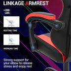 Gaming Chair with Footrest for Adults, PU Leather Massage Racing Video Game Chair w/Lumbar Support for Men Women, Ergonomic Computer Gamer Chair for Home Office, Height Adjustable, Red