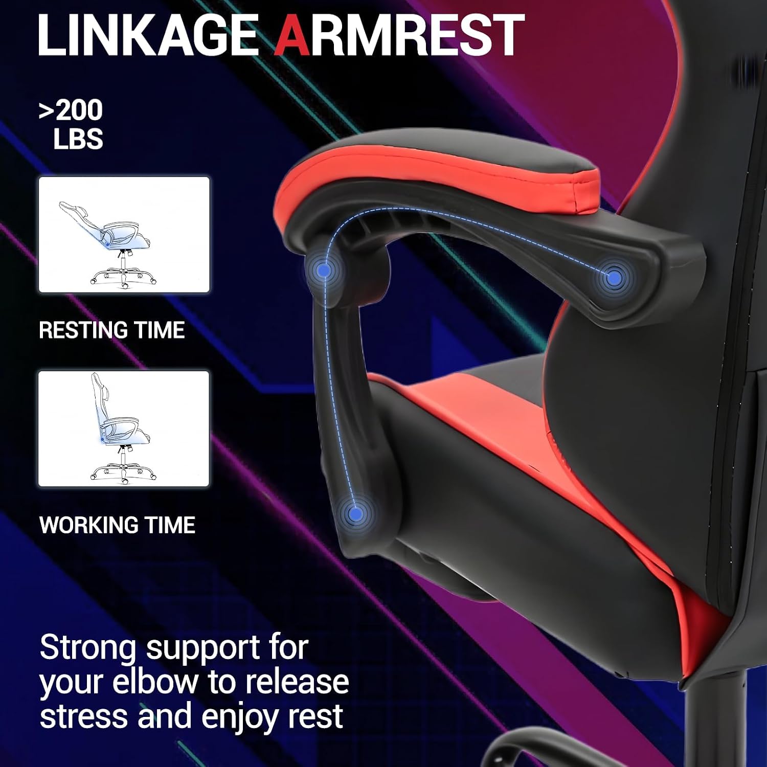 Gaming Chair with Footrest for Adults, PU Leather Massage Racing Video Game Chair w/Lumbar Support for Men Women, Ergonomic Computer Gamer Chair for Home Office, Height Adjustable, Red