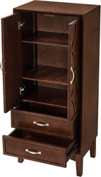 53.5" Tall Kitchen Pantry Cabinet, Mid Century Modern Storage Cabinet with Doors & Drawers, Walnut Sideboard Buffet with Adjustable Shelves for Kitchen, Living Room, Entryway