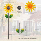 2Pack Garden Wind Spinners,Metal Wind Sculptures Outdoor Windmill Flower Pinwheel Decorations for Yard Lawn Patio Decor(Yellow and White)