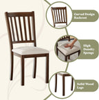 AMERLIFE Dining Chairs Set of 8, Farmhouse Upholstered Kitchen Dining Chairs with Curved Backrests, Padded Dining Room Chairs with Solid Wood Legs, Dark Brown