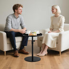 Metal End Table, Height Adjustable Side Tables Living Room, Small Side Table for Small Spaces Round Drink Table TV Tray Table for Living Room, Bedroom, Balcony, Office, Indoor & Outdoor