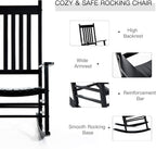 Outsunny Outdoor Rocking Chair High Density Wooden Rockers Black | Patio Rocking Chair, Smooth Curves, for Lawn Garden Porch, Supports Up to 350lbs