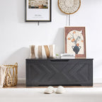 47.2” Storage Bench,Extra Large Wooden Storage Chest with 2 Safety Hinges,entryway Bench,Blanket Storage,Shoe Storage Bench for Entryway,Bedroom,Living Room,Easy Assembly-Black