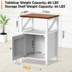 Farmhouse Side Table with Charging Station -3-Tier USB Ports & Outlets End Table, Compact Bedside Storage Table for Small Spaces, Multi-Functional Accent Table for Bedroom, Living Room, Couch Entryway