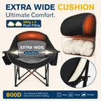 Coldbee Oversized Camping Chairs for Adults - Heavy Duty Padded Folding Lawn Chairs with Cup Holders & Cooler Bag, Comfy Outdoor Chair for Picnic, Beach, Fishing (Black)