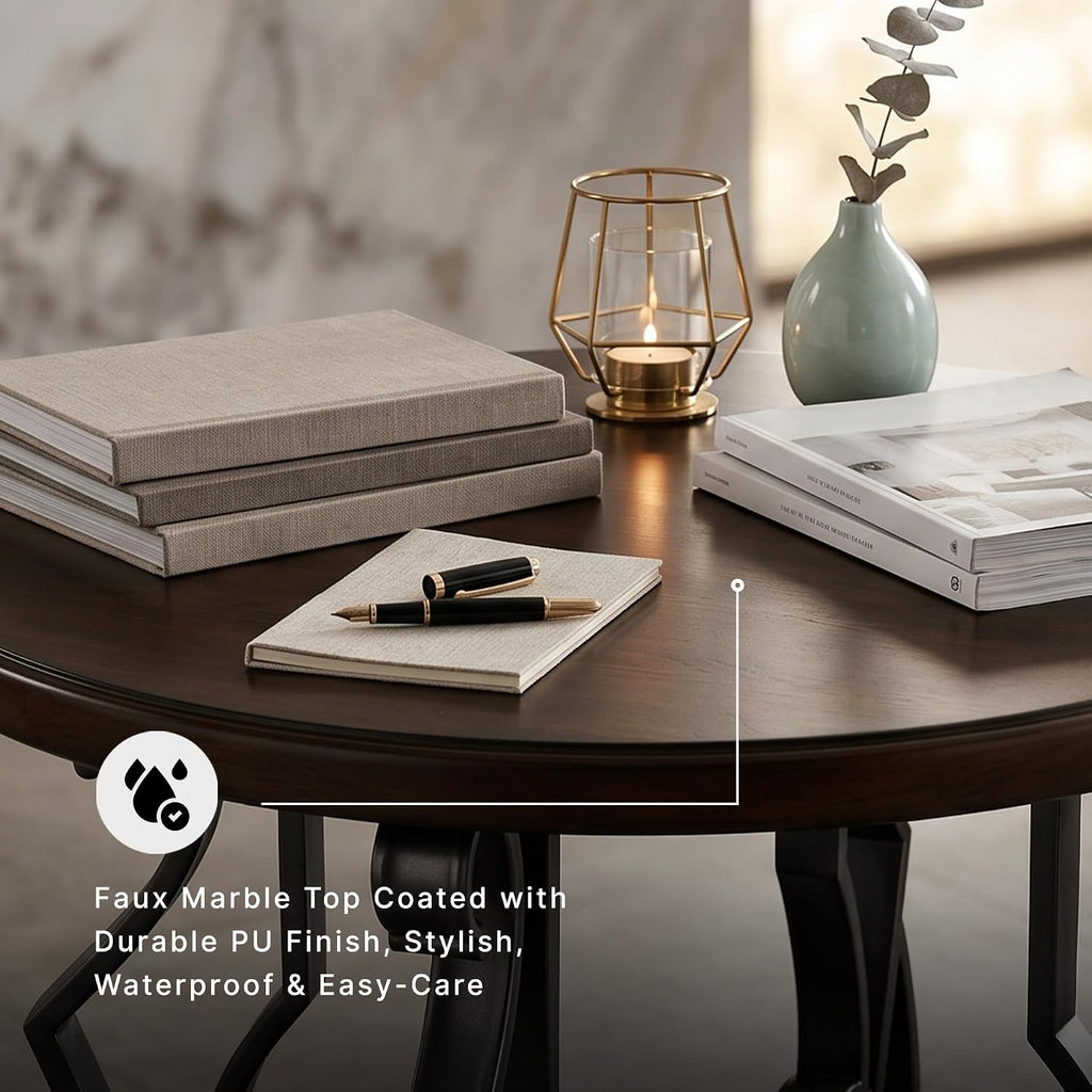 Signature Design by Ashley Frallyn Classic End Table with Curved Metal Supports, Dark Brown & Gray