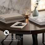 Signature Design by Ashley Frallyn Classic End Table with Curved Metal Supports, Dark Brown & Gray