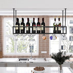 Adjustable Ceiling Wine Glass Rack - Iron Hanging Wine Bottle Holder 11.8-23.6 Inch Height Wall-Mounted Wine Shelf for Kitchen Bar Cafe - 80cm Size