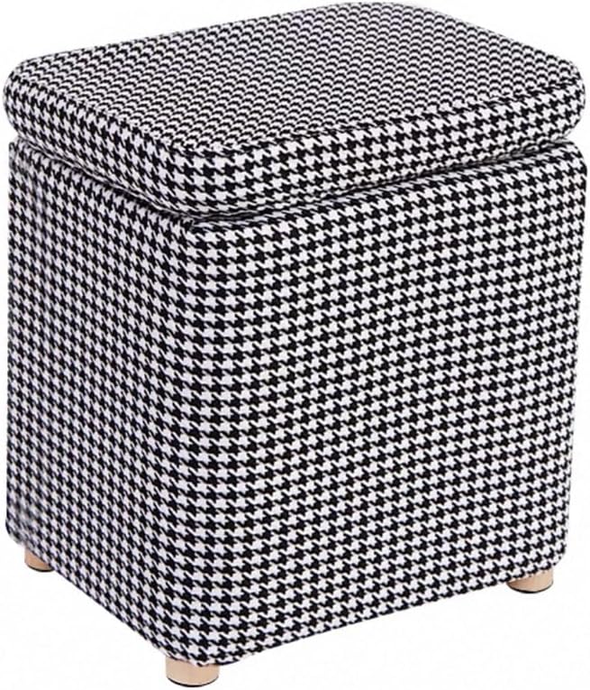 Storage Ottoman with Linen Removable Cover,Square Foot Rest Stool Hinged Lid Upholstered Padded Seat for Living Room Bedroom,Home Decor Ottoman (Black,Large)