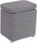 Storage Ottoman with Linen Removable Cover,Square Foot Rest Stool Hinged Lid Upholstered Padded Seat for Living Room Bedroom,Home Decor Ottoman (Black,Large)