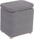 Storage Ottoman with Linen Removable Cover,Square Foot Rest Stool Hinged Lid Upholstered Padded Seat for Living Room Bedroom,Home Decor Ottoman (Black,Large)
