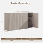SICOTAS Buffet Cabinet with Storage Accent Sideboard with 4 Doors 66.3" Wide Fluted Credenza Modern Buffet Table Media Console Cabinet Entryway Cabinets for Living Room Kitchen Dining Room Hallway