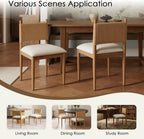 CIMOTA Modern Dining Chairs Set of 6, Mid Century Upholstered Dining Room Chairs with Woven Back, Armless Kitchen Chairs with Natural Solid Wood Legs, Linen Beige