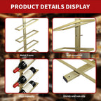 60-Bottle Wall Mounted Wine Rack, 5 Pack Modular Metal Wine Holder, Detachable DIY Wine Storage Rack, Wall Wine Bottle Display for Kitchen Dining Room Pantry Bar (Gold)