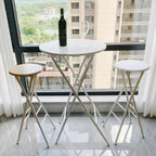 Round Backless Folding Breakfast High Chair, 24"/28"/30" Counter Height Foldable Bar Stool with Footrest for Home Office(Black,80cm/32inch)