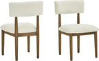 Roundhill Furniture Ellis Boucle Upholstered Dining Chairs, Set of 2, White/Natural Oak