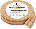 AK TRADING CO. Natural Jute Webbing (Burlap) 3.5 Inches X 72 Yards - Natural with Red Stripes for Reupholstering Couches, DIY Crafts, Bagels Boards and More