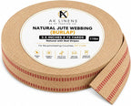 AK TRADING CO. Natural Jute Webbing (Burlap) 3.5 Inches X 72 Yards - Natural with Red Stripes for Reupholstering Couches, DIY Crafts, Bagels Boards and More