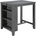 Modern Gray Finish Counter Height Dining Table with USB Ports and Shelves Perfect for Compact Homes