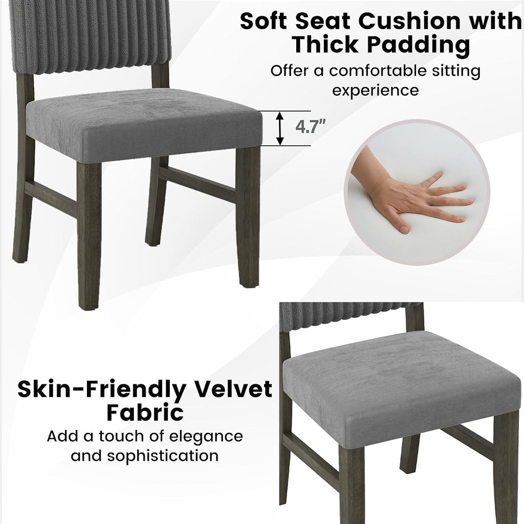 Giantex Dining Chairs Set of 2, Mid-Century Velvet Fabric Upholstered Chairs with Rubber Wood Legs, Thick Padded Seat, High Back, Modern Side Armless Chairs for Kitchen Living Dining Room