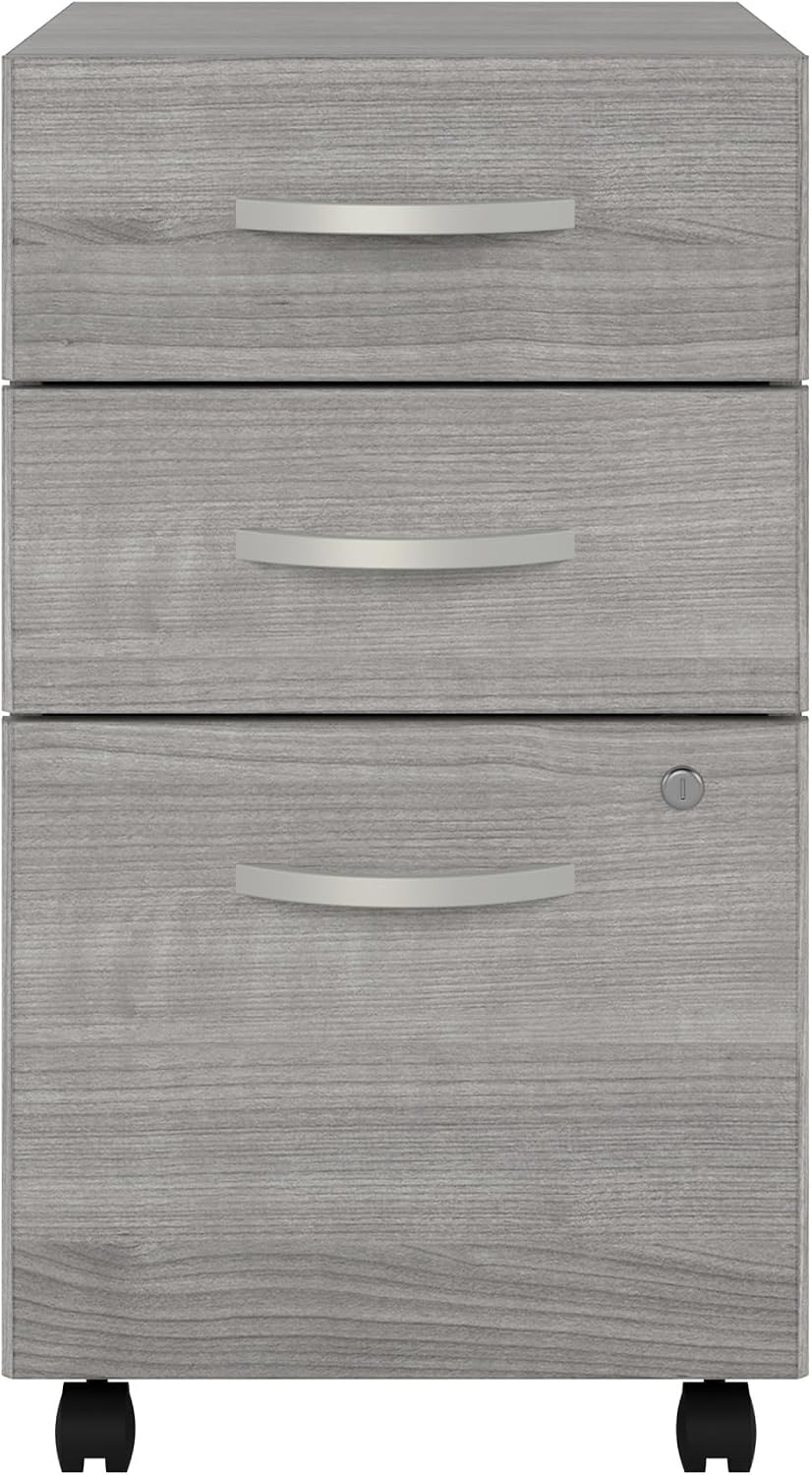 Bush Business Furniture Studio C 3 Drawer Mobile File Cabinet in Platinum Gray | Assembled Office Storage Unit for Home or Commercial Spaces