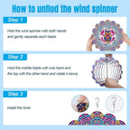 Wind Spinners Outdoor, Owl Metal 3D Hanging Garden Decor, 12-inch Stainless Steel Wind Spinner with Tail Spinner, Wind Sculptures for Patio Lawn Yard, Ornament Gift for Women/Men
