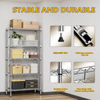 M MZG 1250 lbs 5 Tier Shelf Metal Storage Shelves Shelving Wire Rack Heavy Duty Closet Organizers for Garage Kitchen Bathroom Laundry Chrome 13.8" D x 29.5" W x 59.5" H