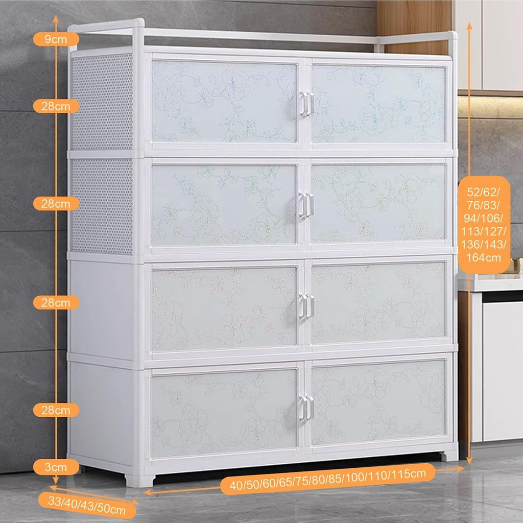 Kitchen Cabinets Ecofriendly Aluminum Composite Panel + Tempered Glass 9cm Height Enhancement Guardrail, for Kitchen Dining Living Room Bathroom(50 * 33 * 76cm)