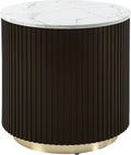 Acme Clayten Wood & Artificial Marble End Table in White & Espresso