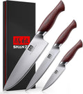 SHAN ZU Japanese Knife Set 3 PCs, High Carbon 10Cr15Mov Stainless Steel Chef Knife Set, Ultra-Sharp Professional Kitchen Knives Set with Ergonomic Pakkawood Handle and Elegant Gift Box