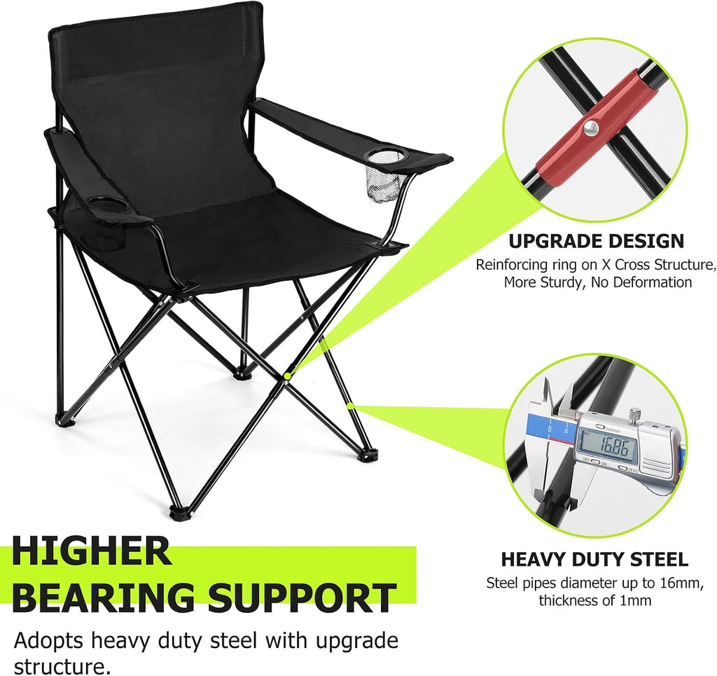 Joyfair Camping Lawn Chairs & Table Set, Large Beach Chairs for Outside | Portable Folding Camp Chair for Adults, Heavy Duty Foldable Design for Outdoor Backpacking Fishing Sport, with Carry Bag